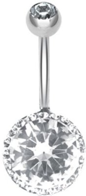 Navelpiercing - swarovskikristall - 1,6 mm - vit kristall