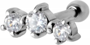 Barbell - 3 st vita kristaller med diamantfattning